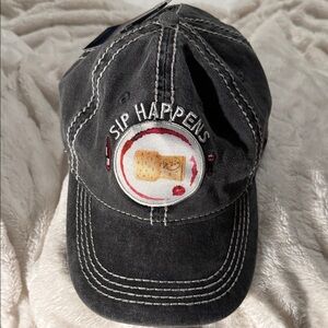 Sip Happens Black Baseball Cap